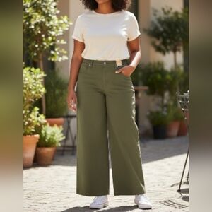 Universal Thread Green Wide-Leg Pants Size 17 Waist-20